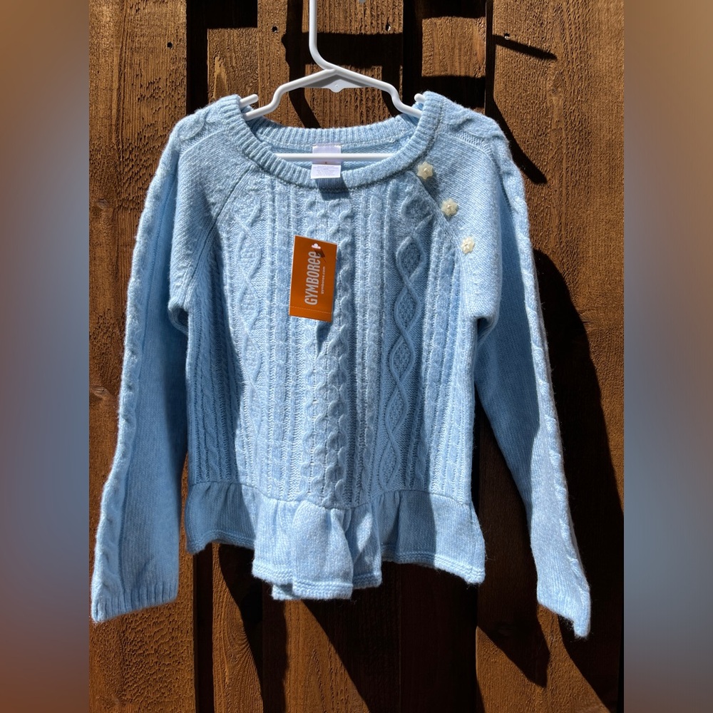 Gymboree Girls Cable Knit Peplum Sweater Light Blue Size 6 NWT